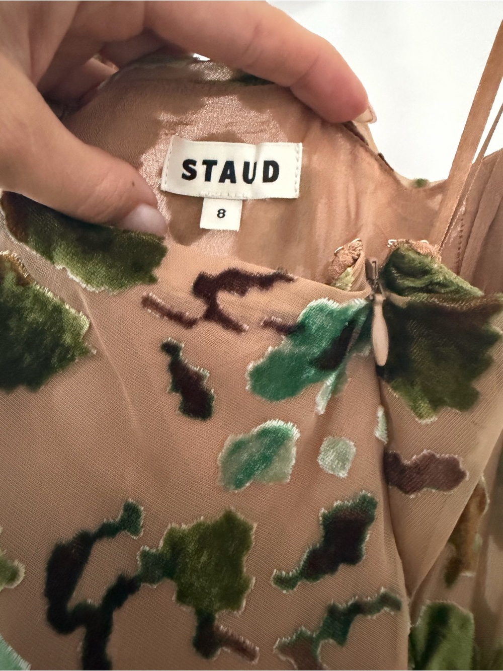 STAUD Cubism Dress Moss Floral Tapestry - Size 8 - Picture 6 of 10